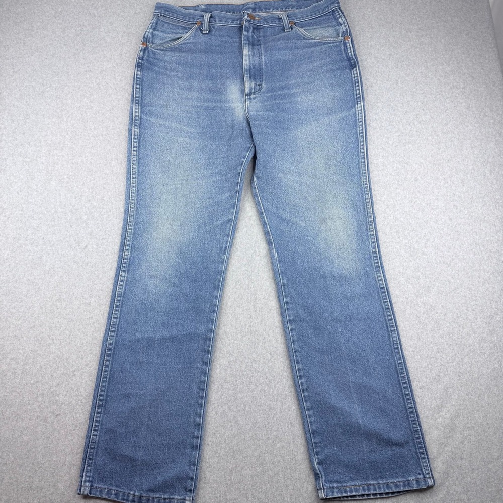 Wrangler 936DEN Cowboy Cut Slim Fit Jeans Mens 36x32 Blue Denim Fade Western